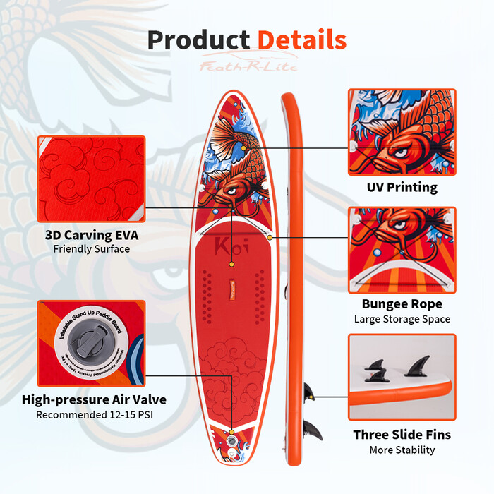 Tavola da surf gonfiabile Paddle Board 11' - Sup Koi Arancione