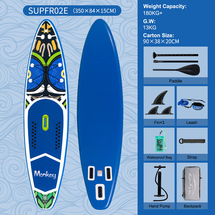 Tavola da surf gonfiabile Paddle Board 11'6" - Scimmia Blu